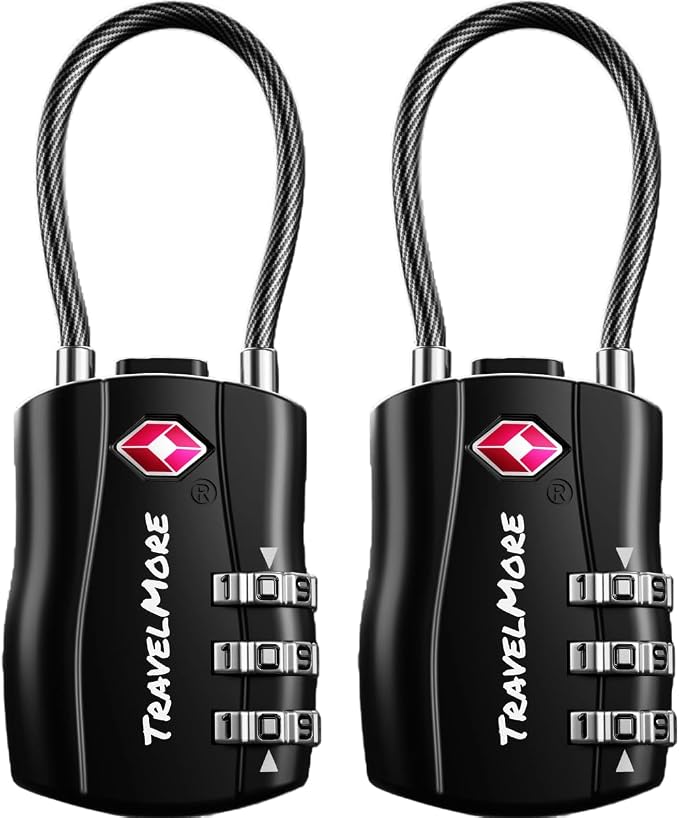 Pack de 2 Candados TSA con Cable de Combinación