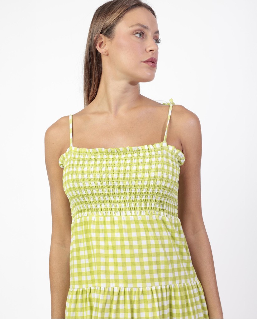 Vestido Camisón Tirantes Smock Vichy Mood e (imagen 3)