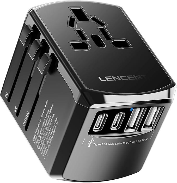 Adaptador Universal de Viaje con Puertos USB y USB-C