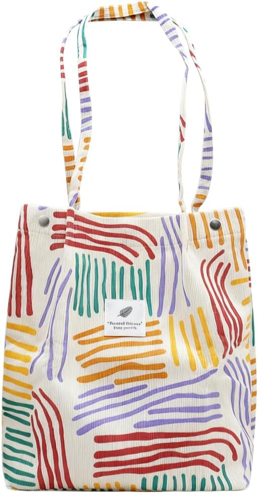 Bolso Tote de Tela Acanalada con Bolsillos