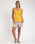 Pijama sin Mangas Gold Flowers