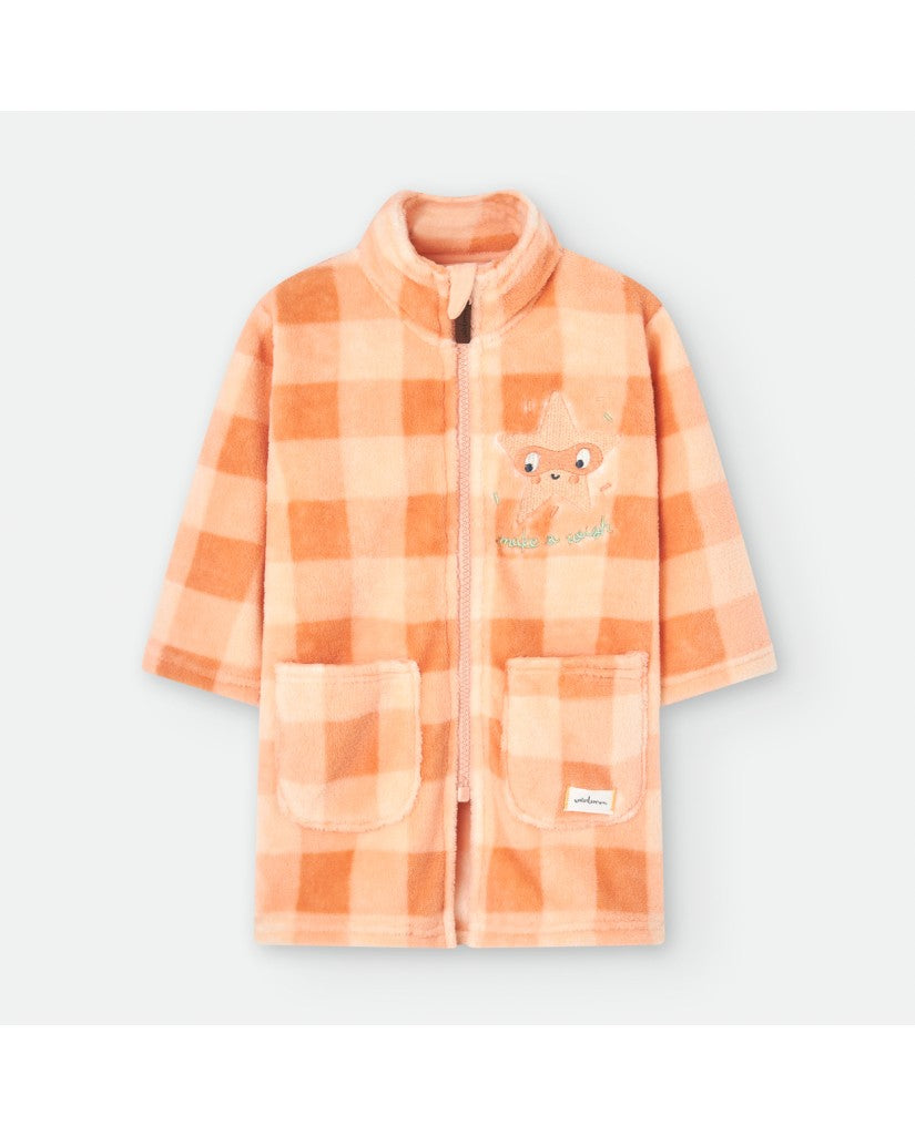 Bata Bebé Infantil Cuadros Naranja