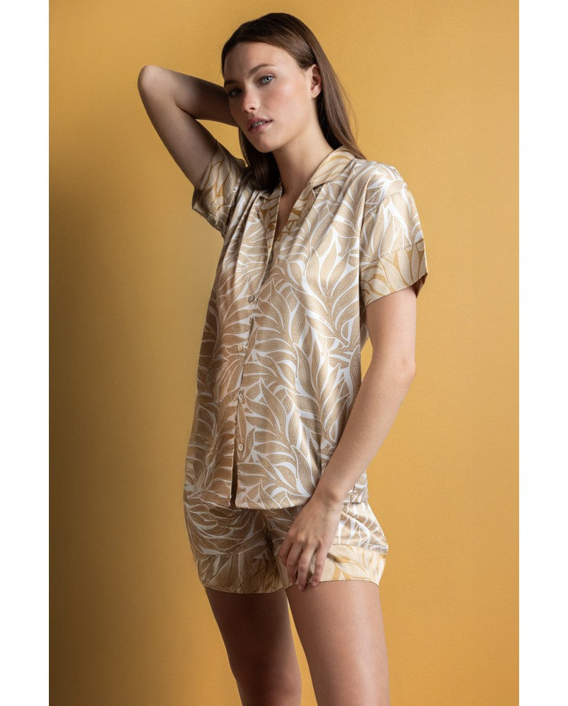 Pijama Manga Corta Luxe Leaves Mujer