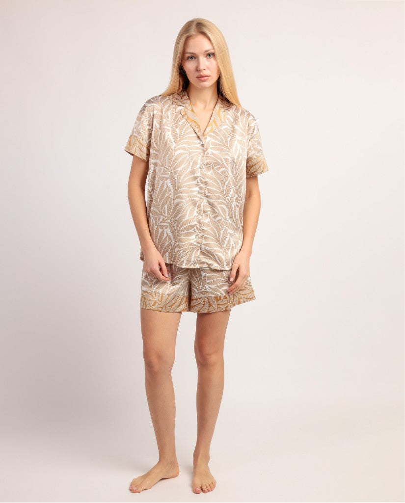 Pijama Manga Corta Luxe Leaves Mujer (imagen 2)