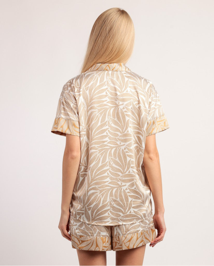 Pijama Manga Corta Luxe Leaves Mujer (imagen 3)