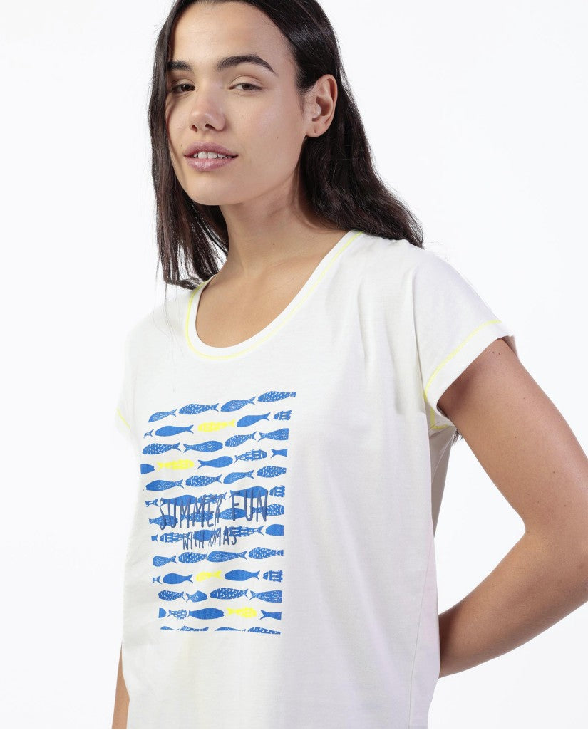 Pijama Manga Corta Fishing Blue Mujer (imagen 2)