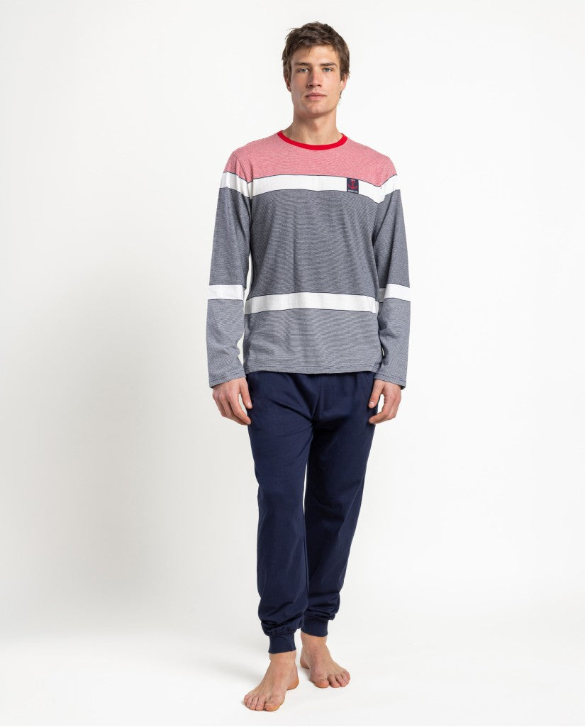 Pijama de Hombre Manga Larga Rayas Anchor