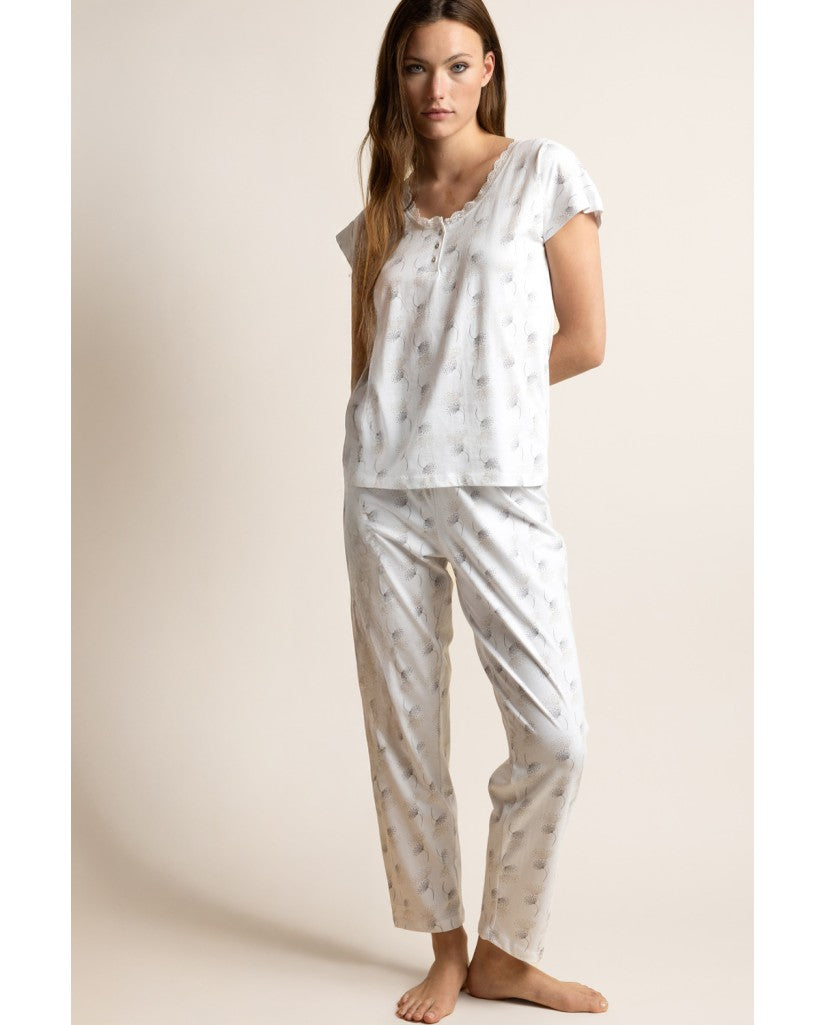 Pijama Manga Corta White And Grey (imagen 3)