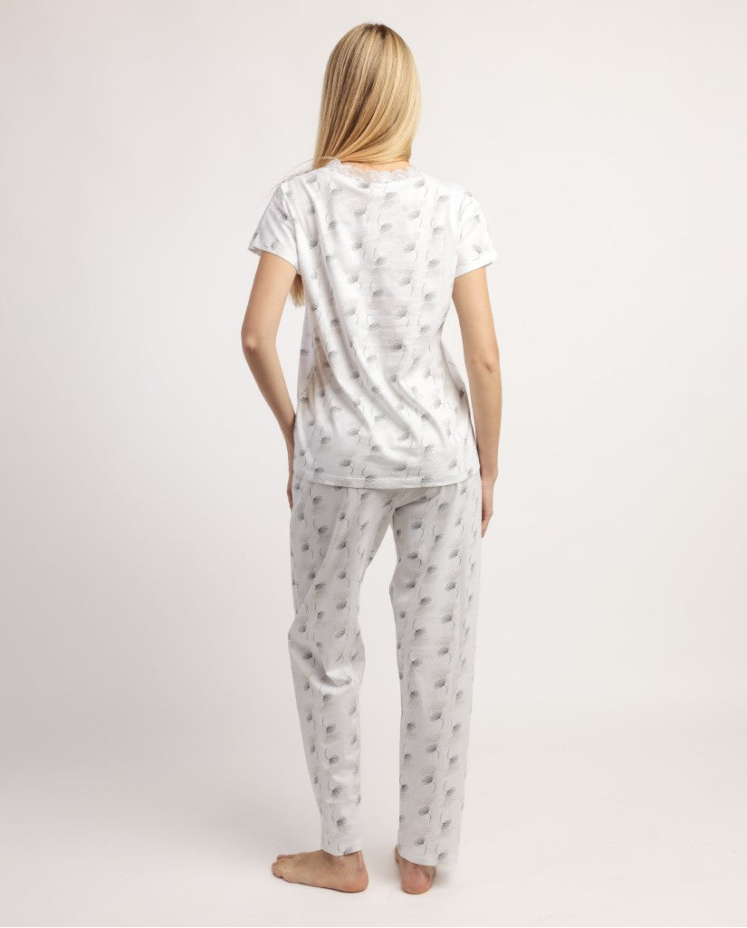 Pijama Manga Corta White And Grey