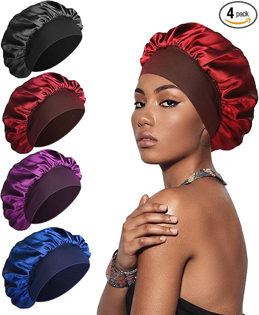 Pack de 4 Gorros de Satén para Dormir