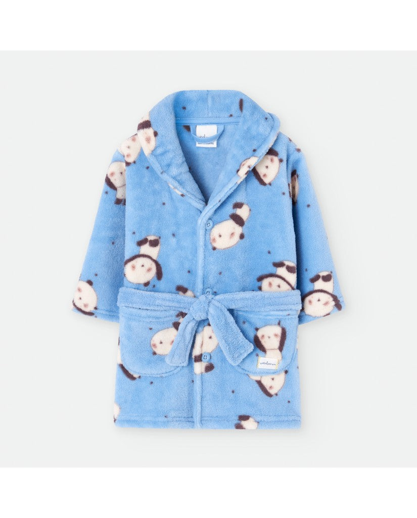 Bata Infantil Botones Panda Azul