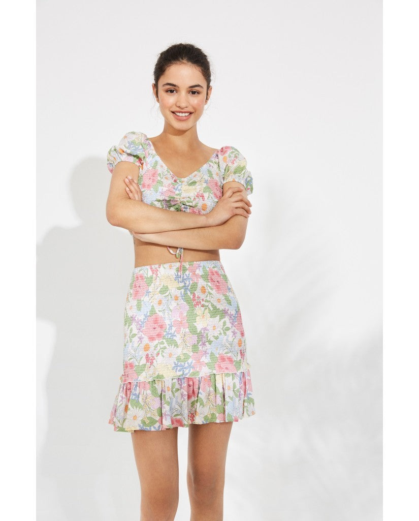 Falda+top Flores Nido Abeja
