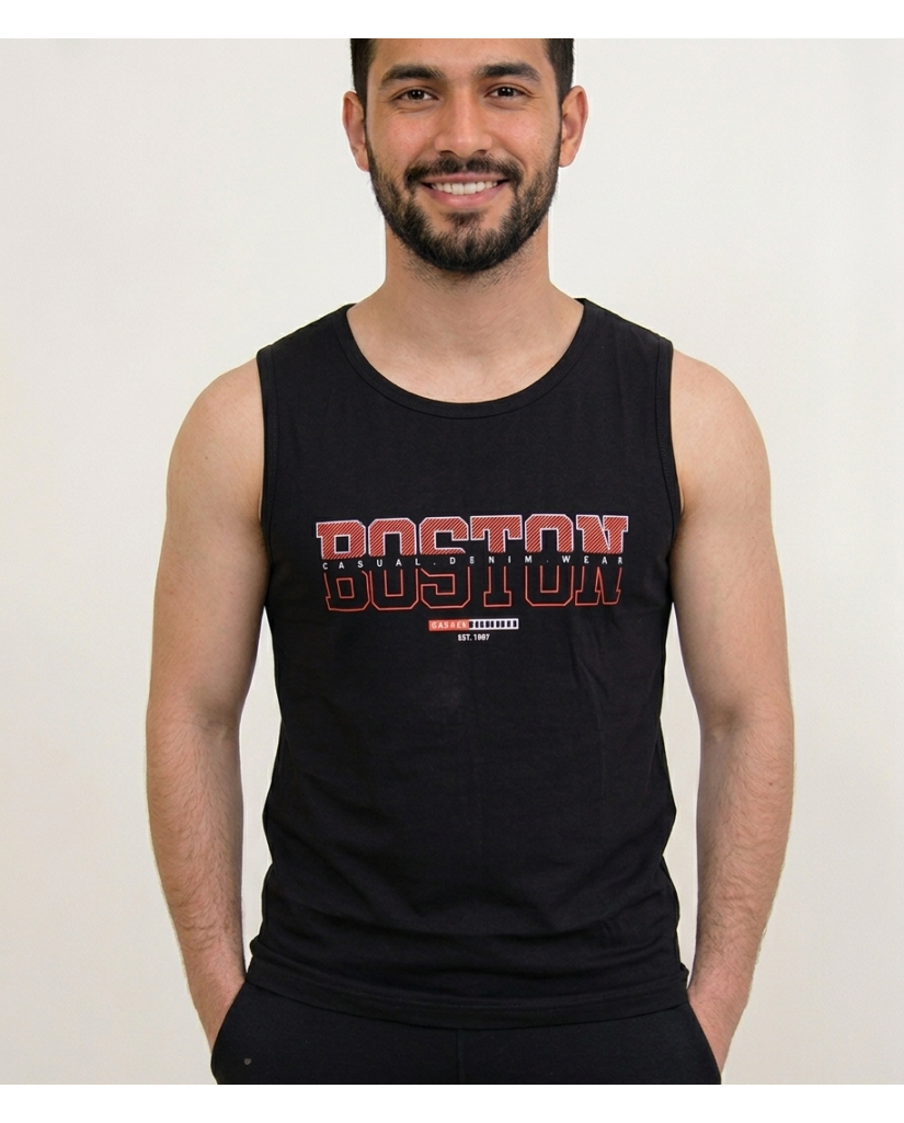 Camiseta de Hombre Tirantes Negra Boston