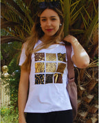 Camiseta de Mujer Estampada Metalizada