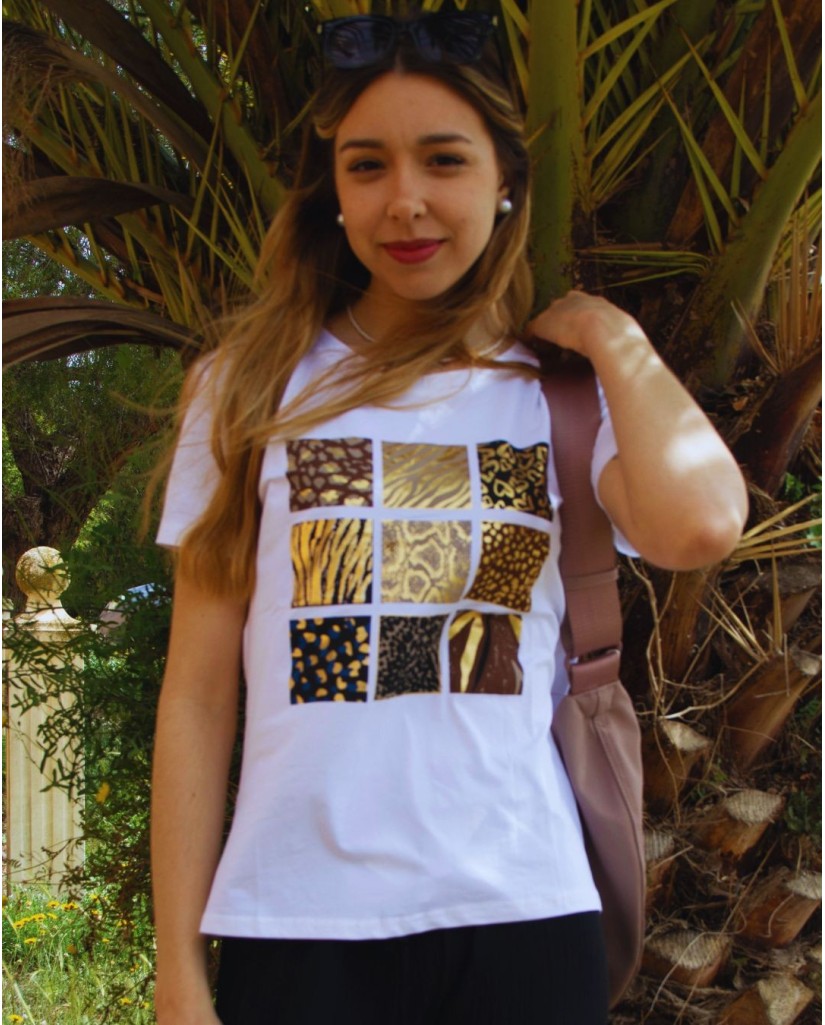 Camiseta de Mujer Estampada Metalizada