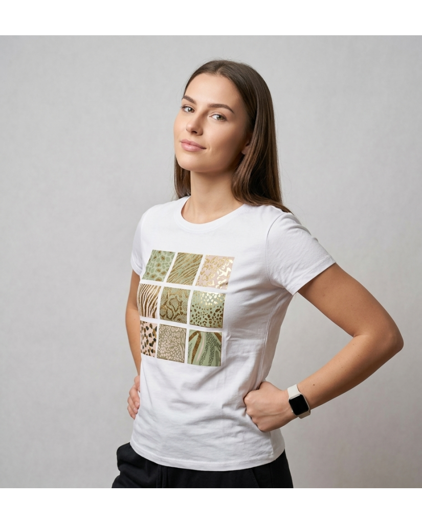 Camiseta de Mujer Estampada Metalizada (imagen 3)