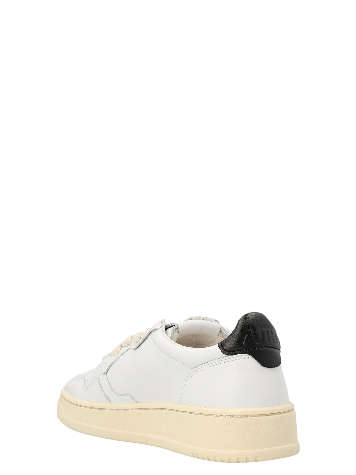 Autry Medalist Low blanco con talón negro, vista trasera