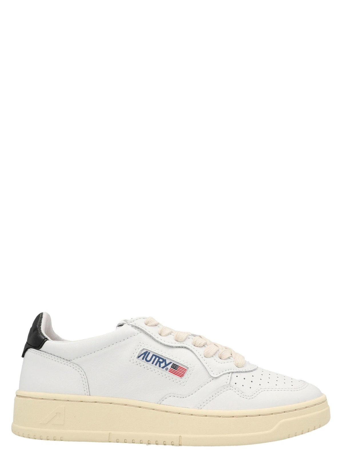 Autry Medalist Low blanco con talón negro, vista lateral