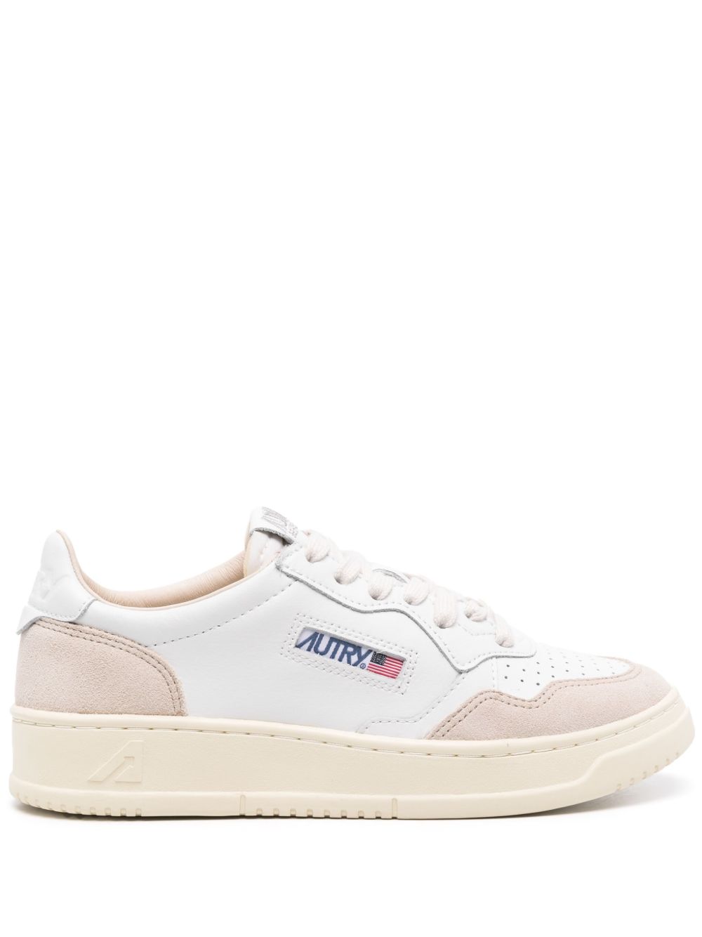 Autry Medalist Low blanco beige suede, vista lateral