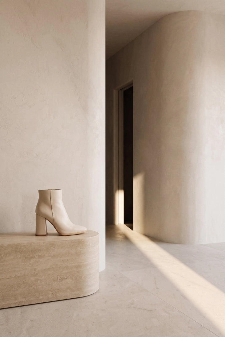Botines CHARLOTTE de cuero color latte KMB Shoes