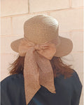 Sombrero para Mujer con Brillo y Lazo de Rafia