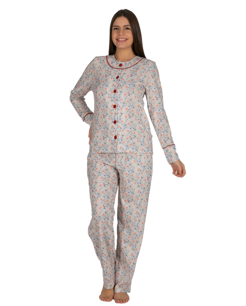 Pijama de Mujer Camisero Flores (imagen 2)