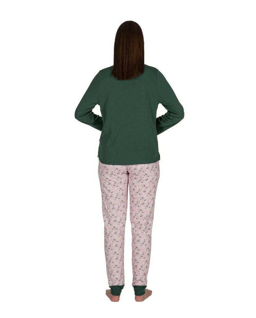 Pijama de Mujer Flores Verde (imagen 2)