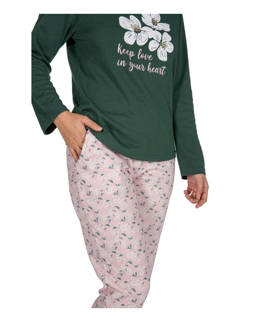 Pijama de Mujer Flores Verde (imagen 4)