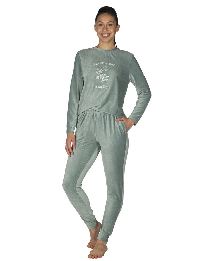 Pijama de Mujer Terciopelo Verde