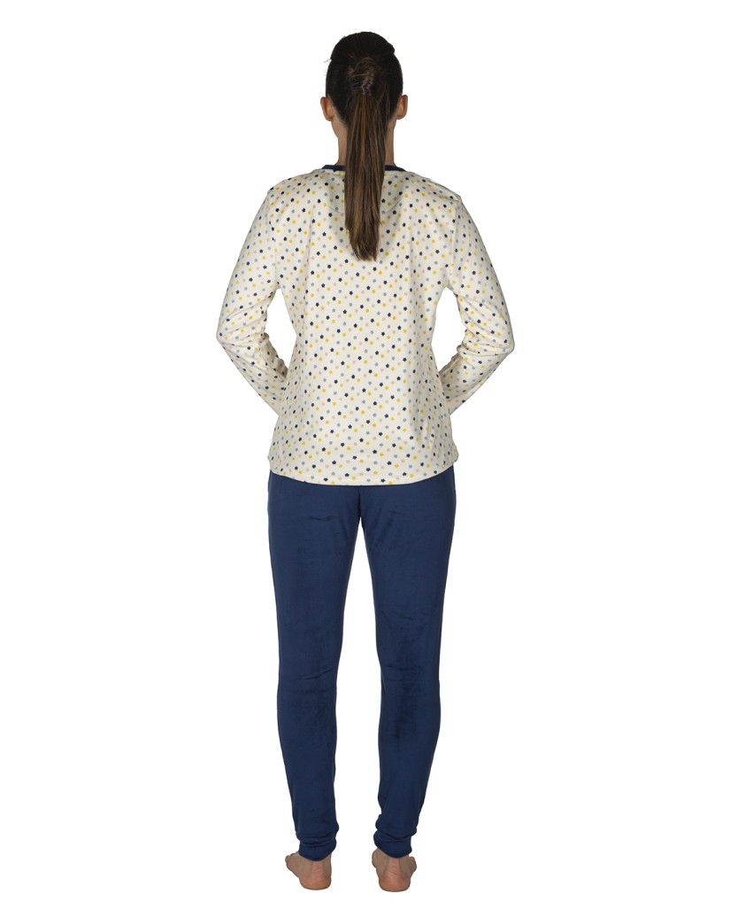 Pijama de Mujer Terciopelo Florecitas