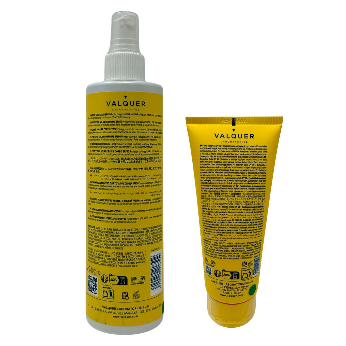Pack Protección Solar Completa: Hydra Sunscreen Facial SPF 50+ y Corporal SPF 50 - 375 ml Valquer®