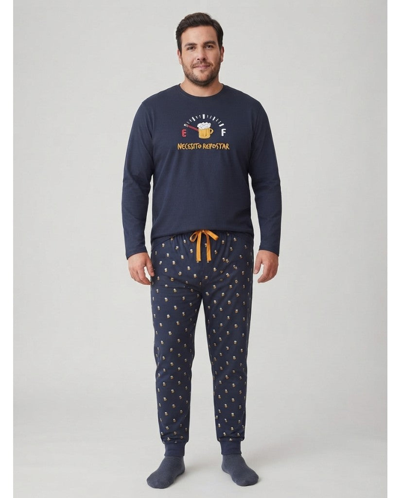 Pijama Manga Larga Hombre Necesito Repostar (imagen 2)