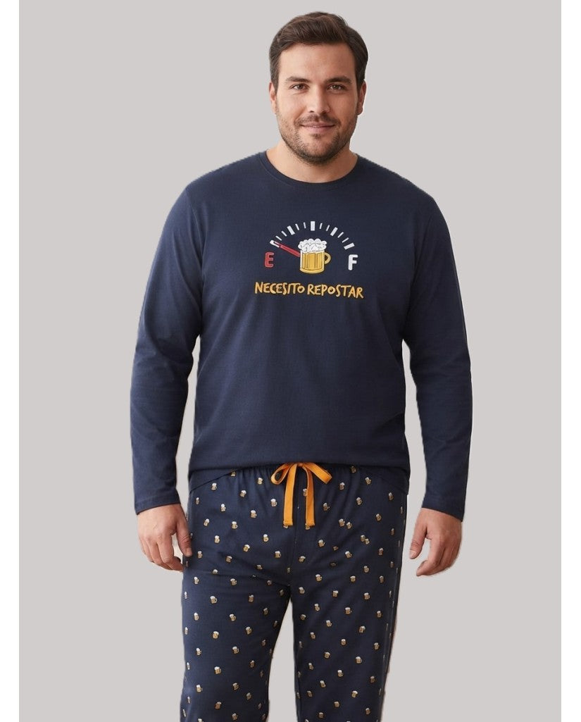 Pijama Manga Larga Hombre Necesito Repostar