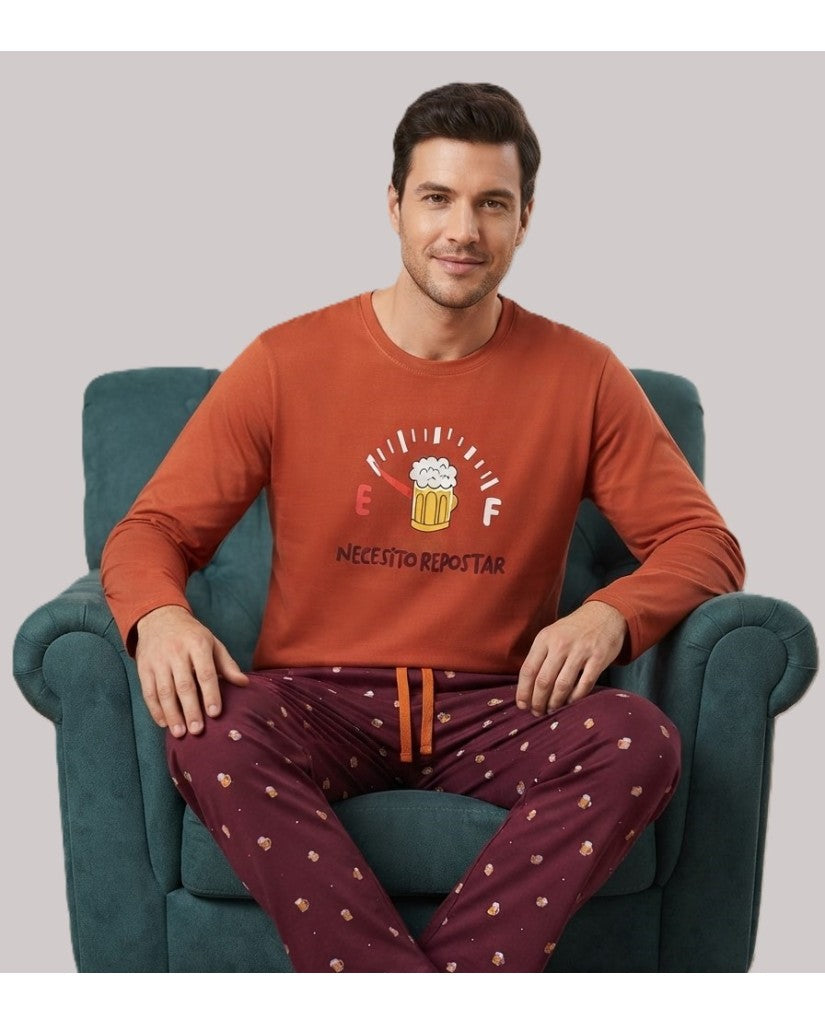 Pijama Manga Larga Hombre Necesito Repostar (imagen 4)