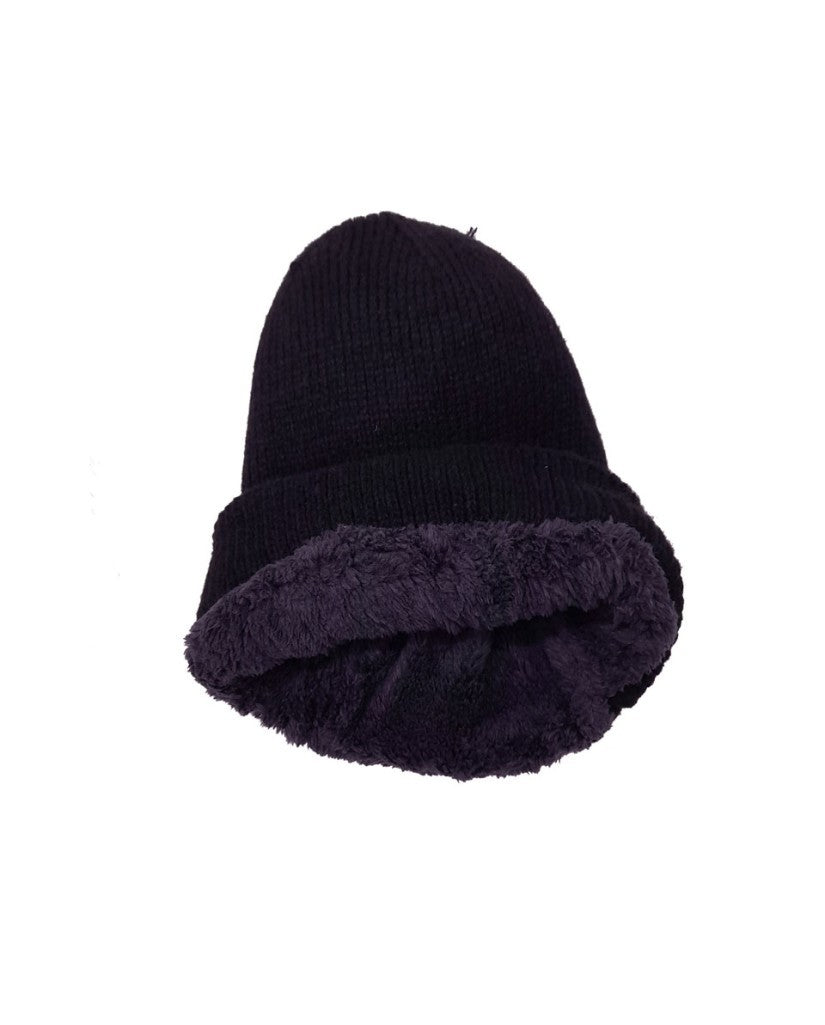 Gorro Hombre Negro Liso con Felpa Interior (imagen 2)