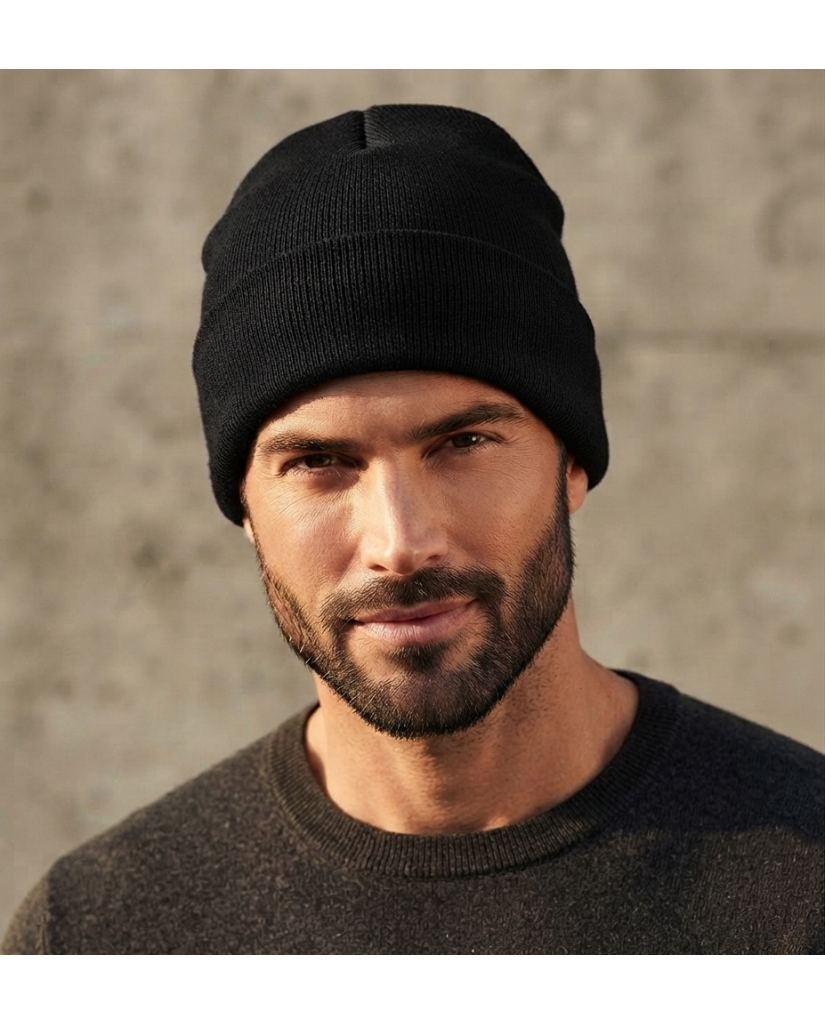 Gorro Hombre Negro Liso con Felpa Interior (imagen 3)