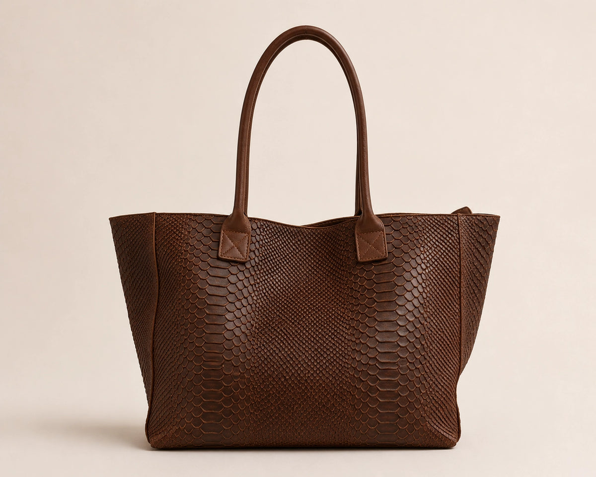 Bolso LOLA de piel italiana grabada pitón ZEEN