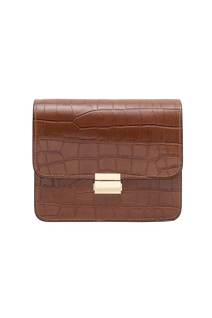 Bolso MILENA CROCO de piel grabada cocodrilo Cherry Paris