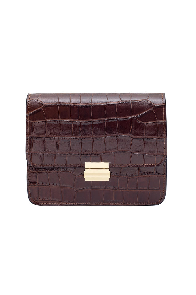 Bolso MILENA CROCO de piel grabada cocodrilo Cherry Paris