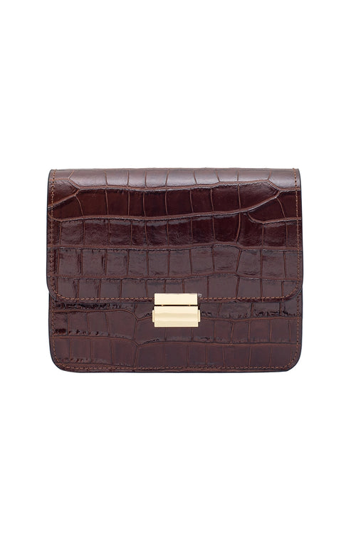 Bolso MILENA CROCO de piel grabada cocodrilo Cherry Paris