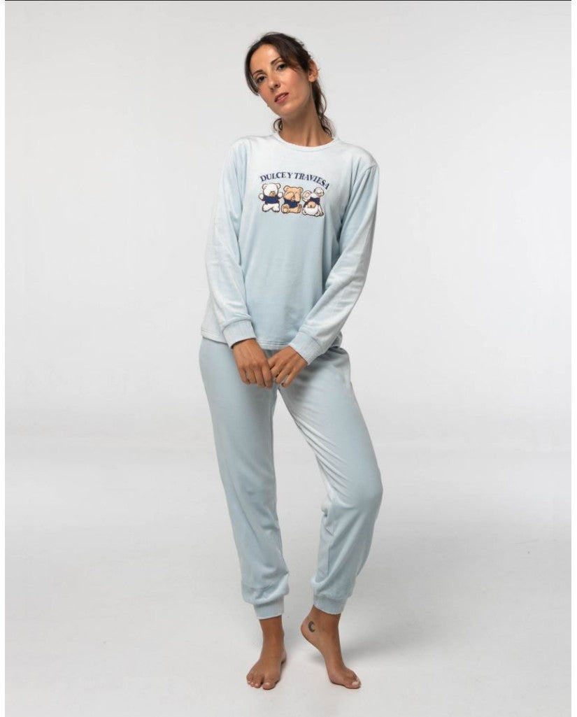 Pijama Microvelour Mujer Dulce y Traviesa