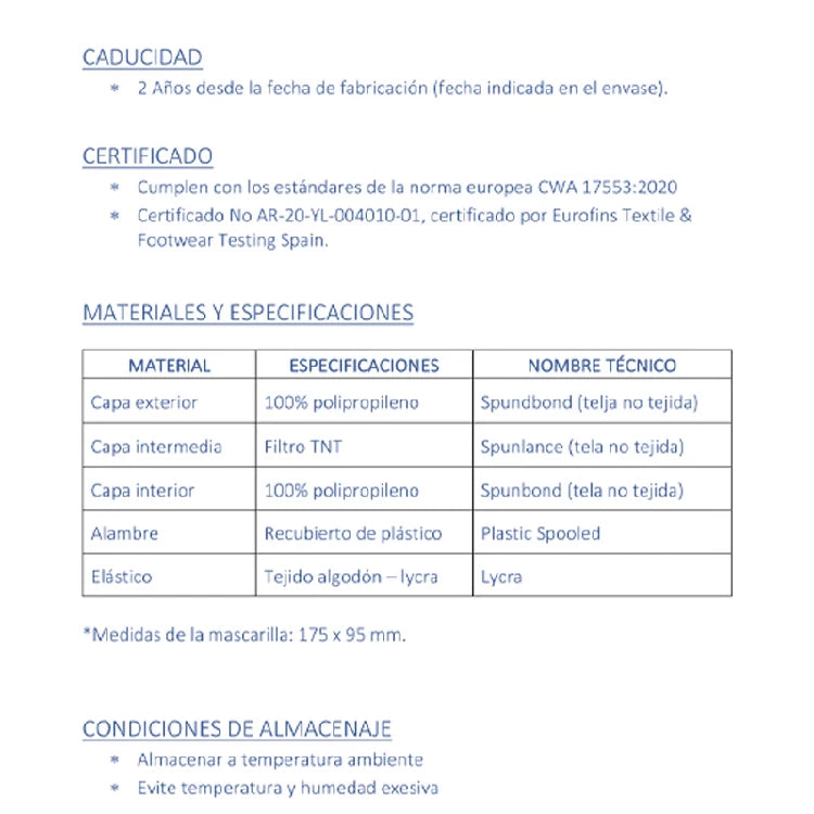 Mascarilla Homologada de Adulto Quirurgica No Reutilizable (imagen 4)