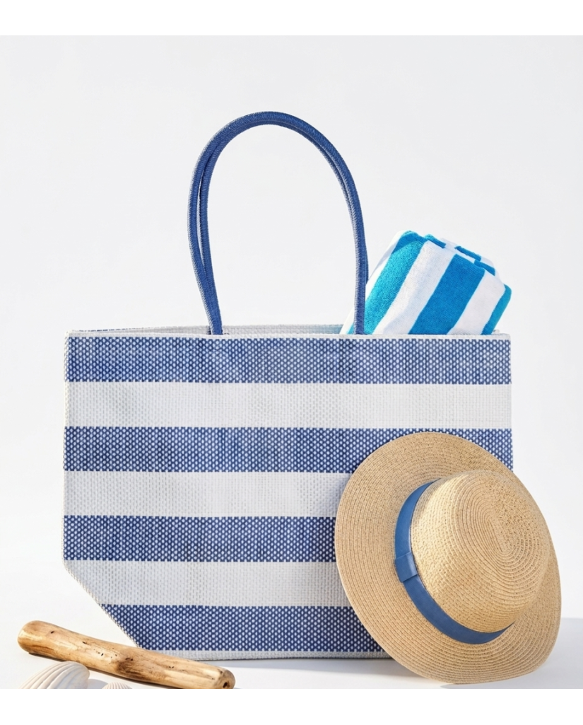 Bolso Capazo Playa o Piscina Azul y Blanco (imagen 3)