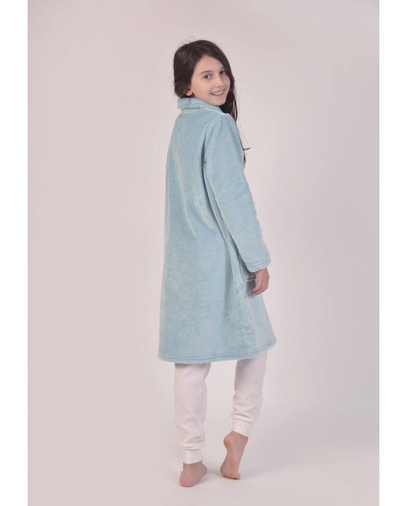 Bata Infantil Larga Azul Turquesa Cremallera (imagen 2)