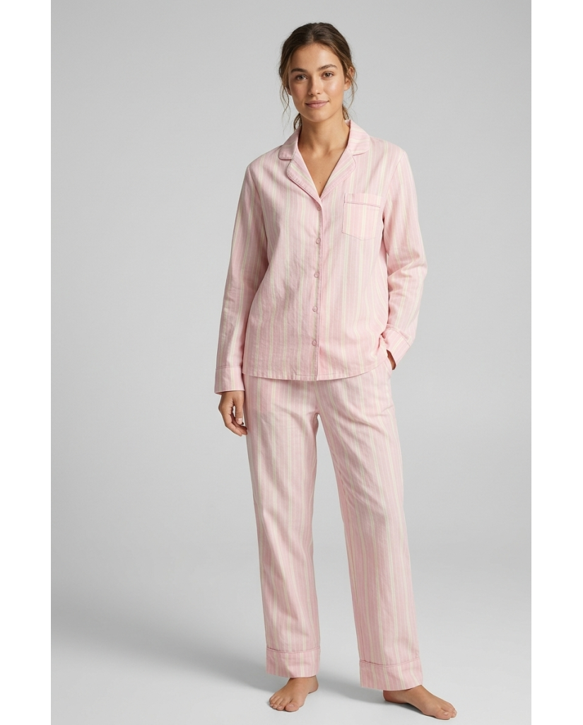 Pijama Manga Larga Popelin Viscosa Camisero Mujer (imagen 2)