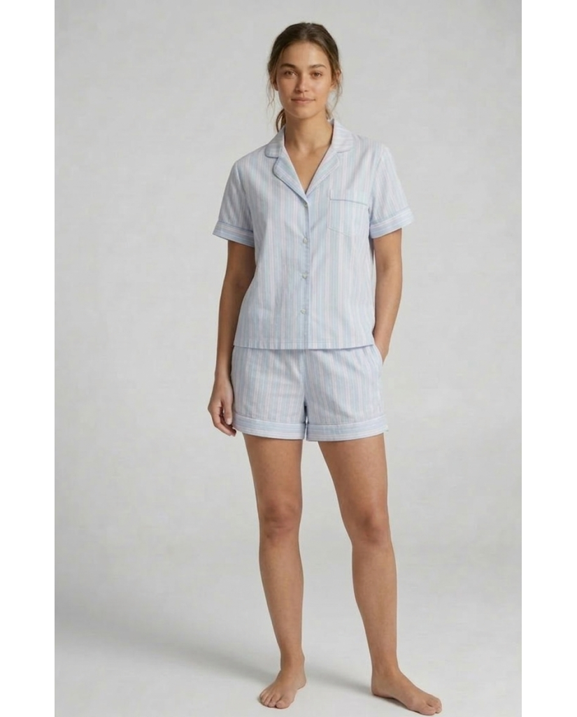 Pijama de Mujer Manga Corta Popelin Viscosa Rayas (imagen 3)
