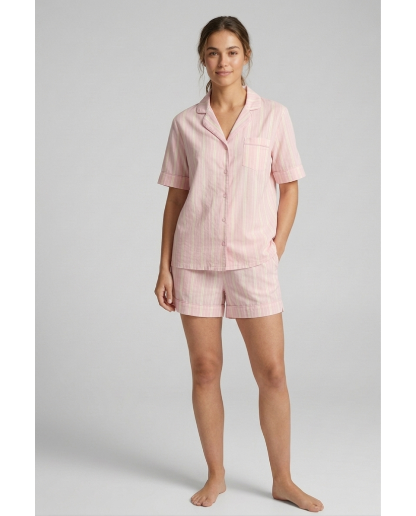Pijama de Mujer Manga Corta Popelin Viscosa Rayas