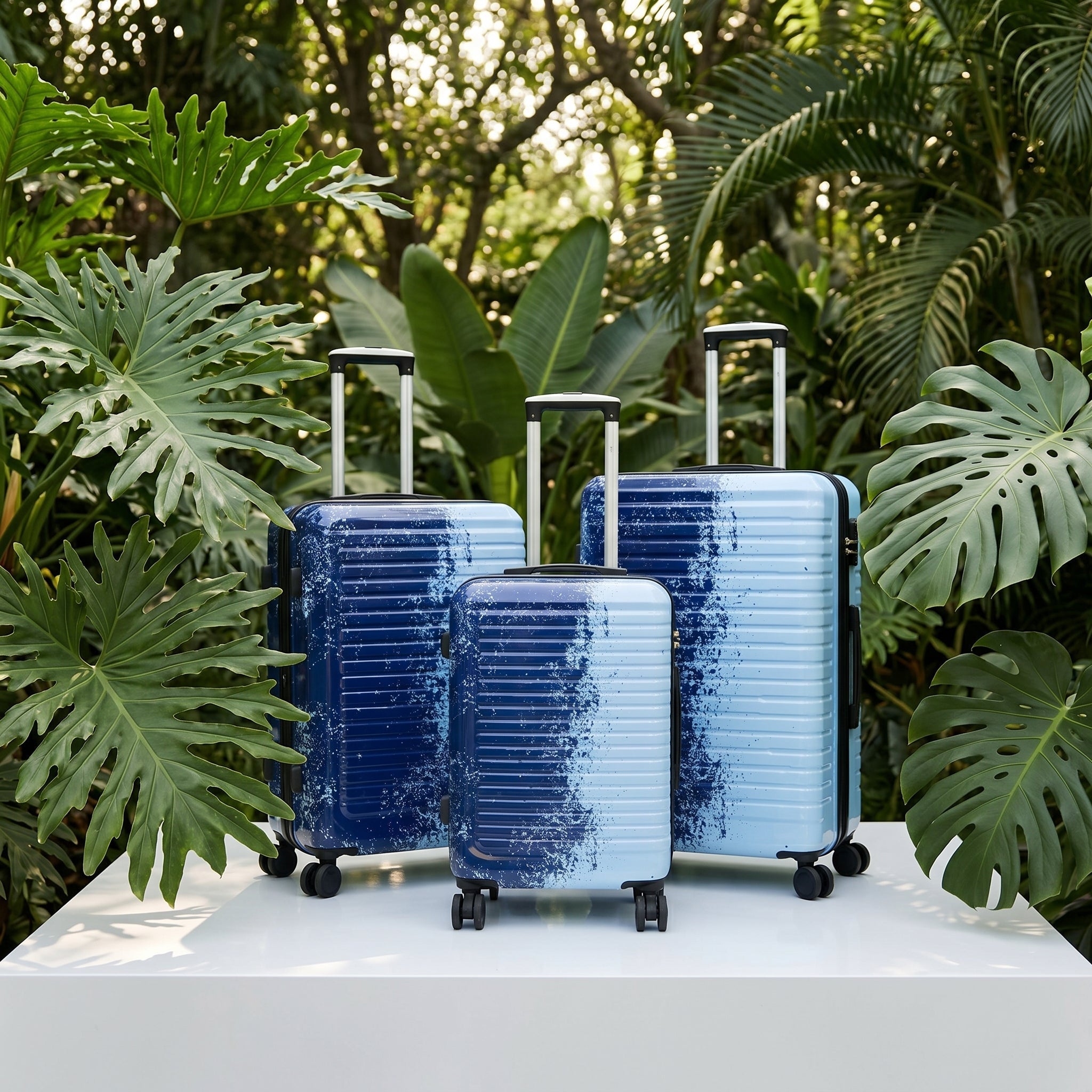 Set de 3 Maletas Rígidas Sierra Graffiti Azul con Ruedas 360° LOOFTYS