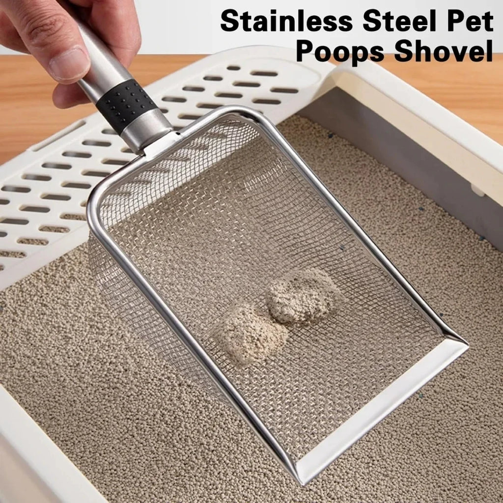 Pala de acero inoxidable para arena de gato