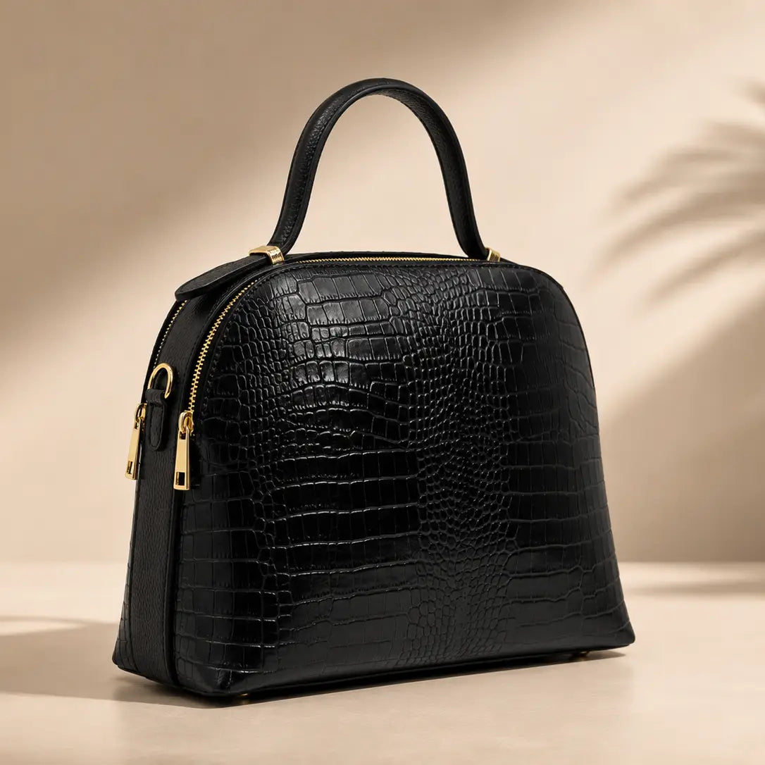 Bolso NOA de piel italiana grabada cocodrilo ZEEN